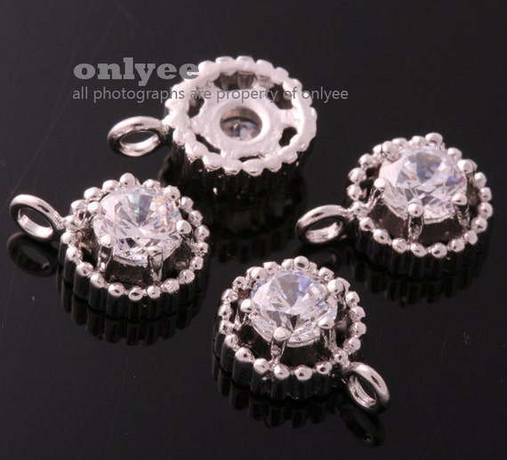 4pcs-9.5mmX8mmGold plated Brass cubic zirconia in brass setting charms for jewelry Charms pendant connector(K735G) 4pcs-9.5mmX8mmGold plated Brass cubic zirconia in brass setting charms for jewelry Charms pendant connector(K735G)