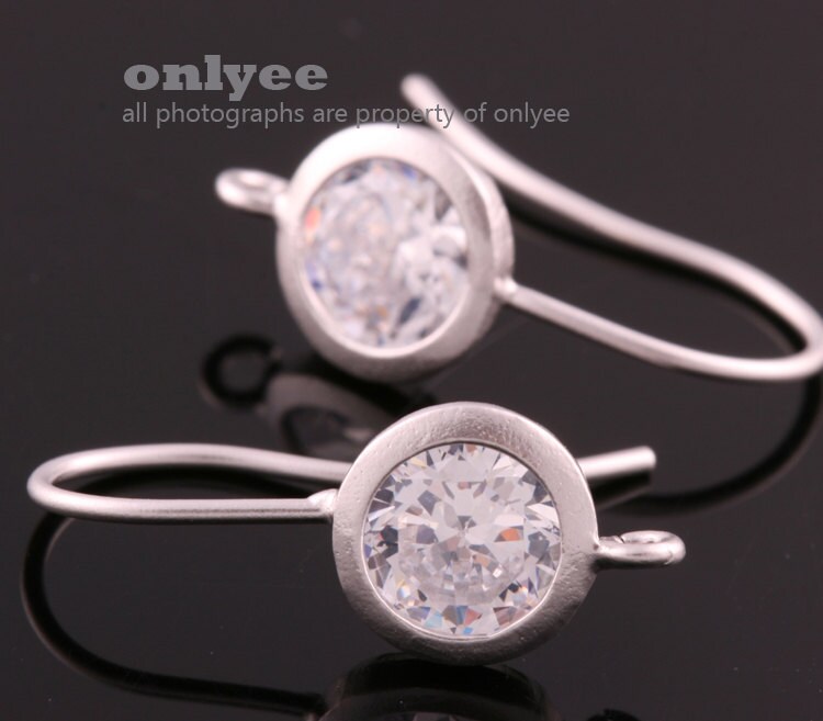 1pair/2pcs-18.5mmrhodium Plated Over Brass Drop Cubic7.5mm