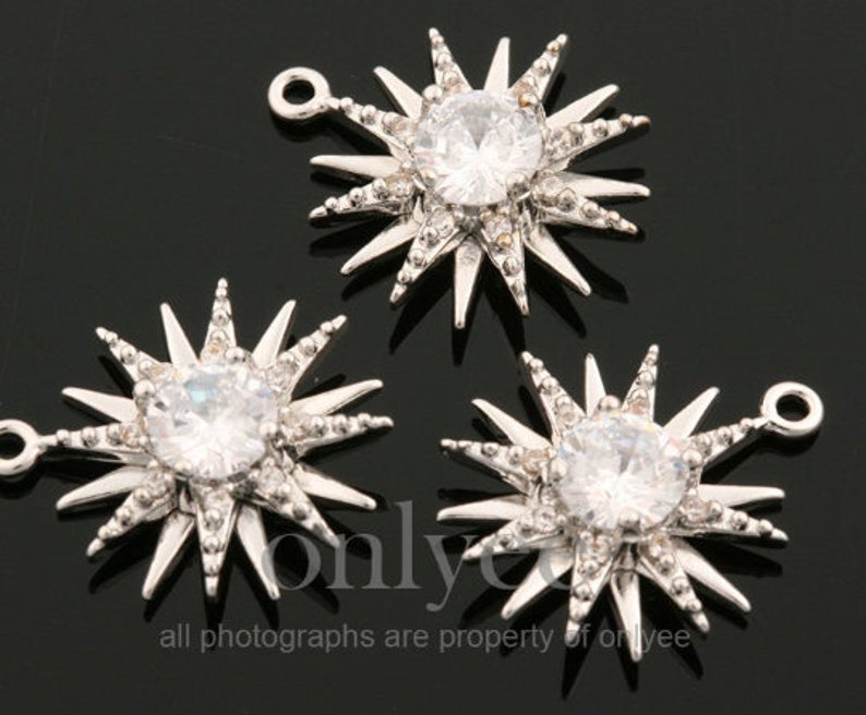 2pcs-17mmX15mm Bright Gold Plated over Brass Star Cubic Charm connector pendant Connector Jewerly Supply K1815G