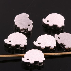 4pcs-7mmX5.5mm Matt Satin Rhodium plated over Brass Tiny Hedgehog beads spacers Charm/Connector134K841S image 1