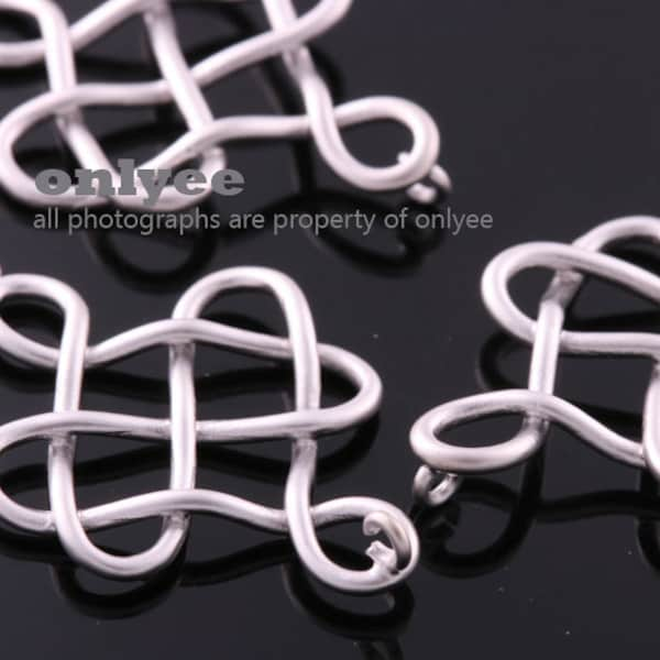 2pcs-28mmX18mm Matt Rhodium plated Brass Celtic knot findings, supplies for jewelry/jewelery making charm, pendant, connector(K1000S)