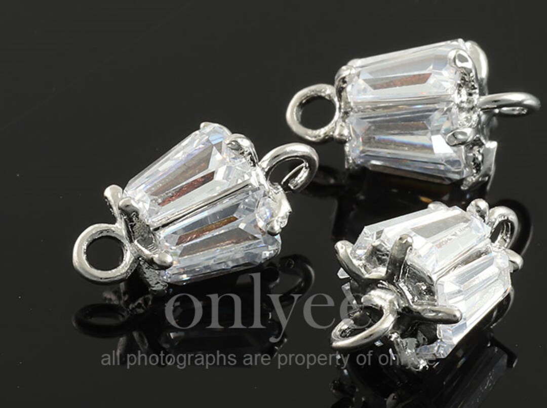 CARELLA レッド ブローチ 2pcs-11.5mmx6.5mm Bright Rhodium Plated Over Brass NEW