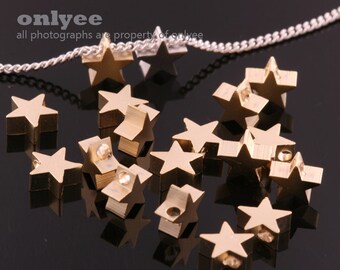 6pcs-5.5mmX2.5mmMatte Gold Brass Silhouette Lovely star spacer beads,metal beads for jewelry,Charms,Connectors (K1193G)