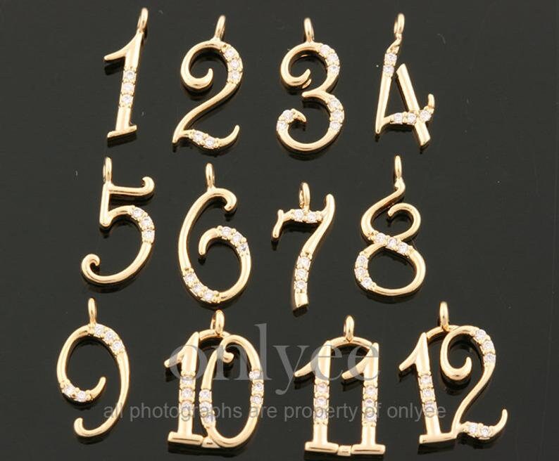 12pcs Bright Gold Plated Over Brass Numbers With Delicate Etsy