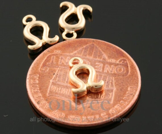 2pcs-8mmx5mm Bright Rhodium Plated Brass Zodiac Sign Charm