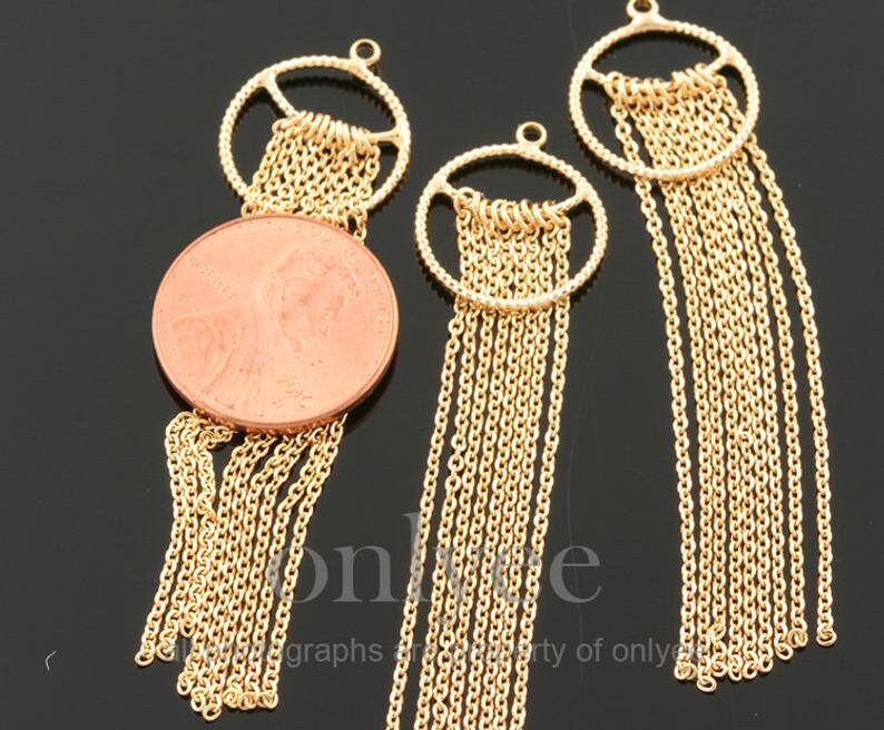 TA0104S 2PCS-62mmX15mm Rhodium plated Brass Long Round Chain tassels jewelry tassels Deco