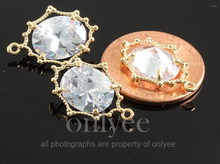 2pcs-17mmx12mm Bright Gold Plated Over Brass NEW Elegant 2pcs-17mmx12mm Bright Gold Plated Over Brass NEW Elegant
