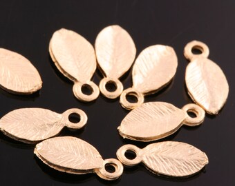 50pcs-5.8mmX11mm Matt Gold plated mini leaf charm, pendant, connector096(K340G)