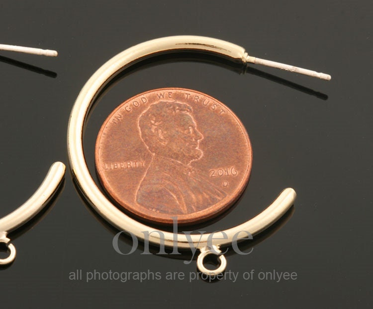 1pair,2pcs-33mmx28mm Bright Gold Plated Over Brass Basic