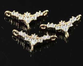 2pcs-14mmX7mm Bright Gold plated Brass Cubic zirconia Pendant Clasp,Bail Connector(K2103G)