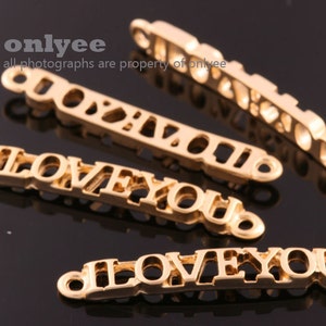 4pcs-35mmX4.5mm banhado a ouro fosco sobre conectores de amor de latão, pulseira para joias (K073G)
