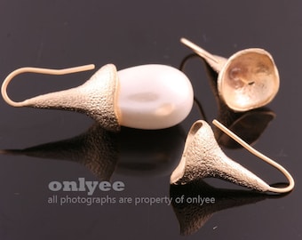 1 par/2 uds-21mmX10mm pendientes de alambre de oreja con gancho de copa de cono de latón chapado en oro mate (K838G)