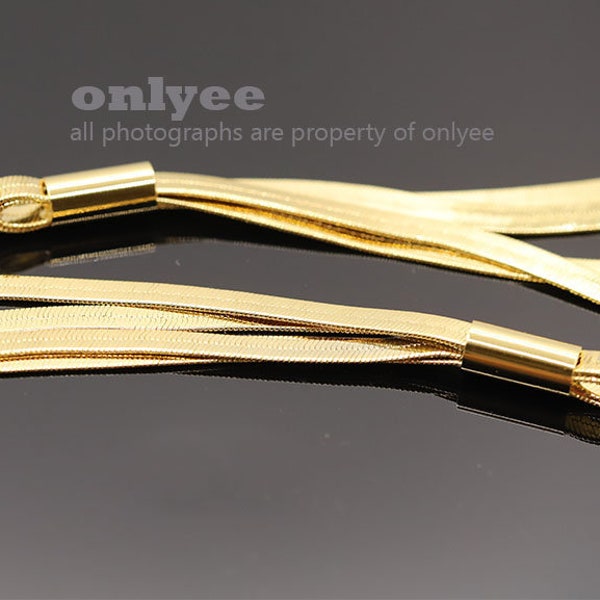 2PCS-69mmX4mm Bright Gold plated Brass Thickness 3mm Chain tassels, jewelry tassels (K1933G)
