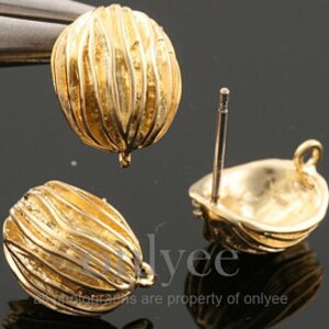 2pcs- 5mmX9.5mm Matte Gold plated Brass Oval post earring,925 Sterling Silver earring, post Earring(K1508G)