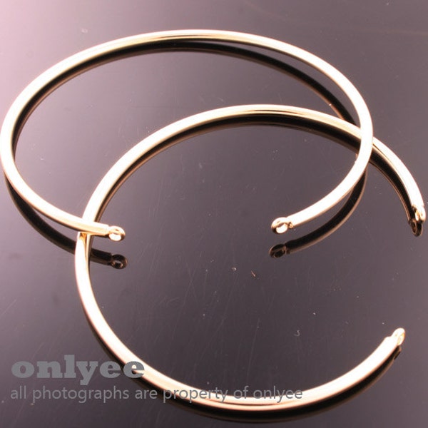 2PCS-Free Size High Quality Nickel Free And Lead Free Gold Plated Brass O Ring Bangles of Deco Bracelet (N180G)