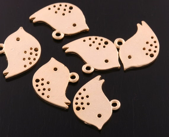 4pcs-17mmx12mmmatte 16K Gold Brass Lovely Skylark,birds 4pcs-17mmx12mmmatte 16K Gold Brass Lovely Skylark,birds
