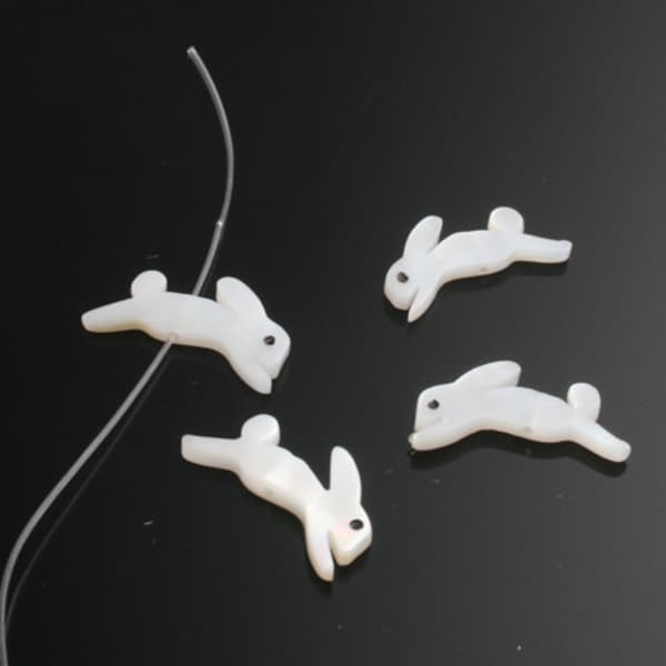 6pcs-14mmX8mm Hand Carved Mother of Pearl Rabbit Beads(k322)