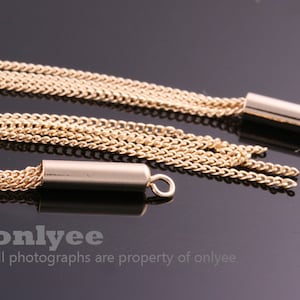 2pcs-75mmX3.5mm Gold plated over Brass chain tassel charms, dangles for earrings, necklace pendantsK1169G image 1