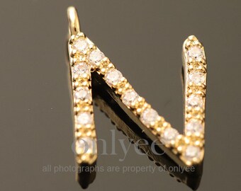 2pcs-10.5mm x 8mm Oro brillante chapado sobre latón con mini alfabeto cúbico lindo, letra, colgantes iniciales joyería (K1430-1G-N)
