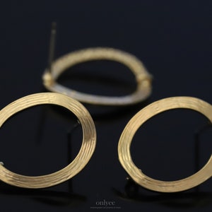 2pcs-20mmX16mm Matte Gold plated Brass Simple and Clean shape Oval earrings 92.5 sterling silver post Earring (K136G)