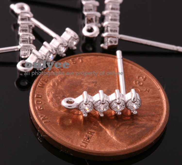1pair/2pcs-11mmx3mmgold Plated Brass Cubic Zirconia in Brass