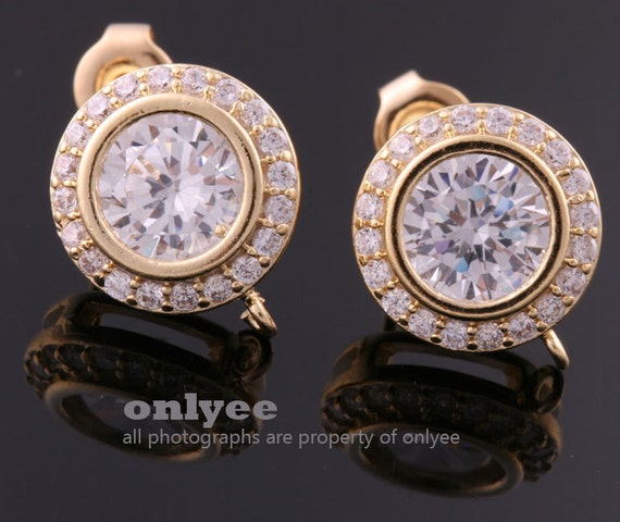 2 Pcs-Bee Rhodium Plated over Brass Clear Cubic Zirconia Connector .