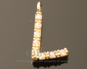 2pcs-10.5mm x 8mm Oro brillante chapado sobre latón con mini alfabeto cúbico lindo, letra, colgantes iniciales joyería (K1430-1G-L)