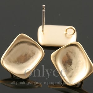 1pair-13mmX11mm Matte Gold Plated over Brass Leaf Post earrings 92.5 sterling silver post Earring(K1450G)
