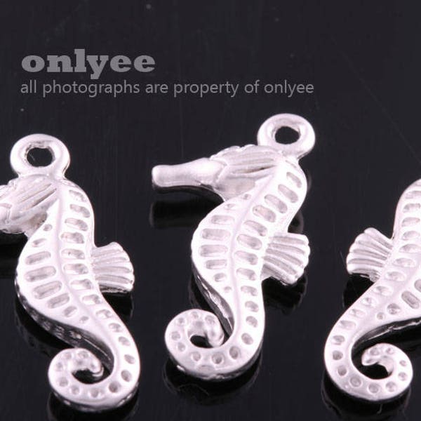 4pcs-23mmX12mmMatte Rhodium plated Brass Hippocampus setting for jewelry Charms pendant connector(K1211S)