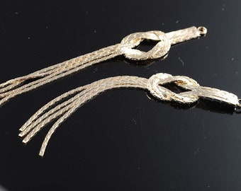 Orecchino a catena a serpente in ottone - Orecchino a catena lunga con nodo in oro - Orecchino a nappa con catena a serpente con nodo - Placcatura in oro reale 18K