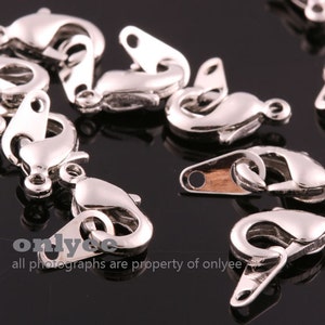 10Sets-10mmX6mm Bright Gold plated brass Lobster Claw clasps with Tags Tabs for jewelry making necklaces bracelets craft suppliesK012G image 2