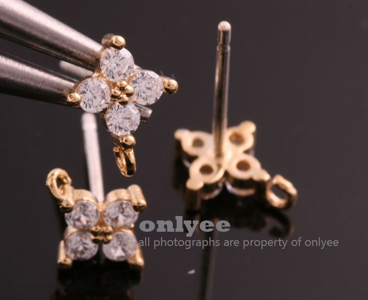 【激安大特価！】 1pair/2pcs-8.5mmx7mmrhodium Zirconia Cubic Brass Over Plated アクセサリー