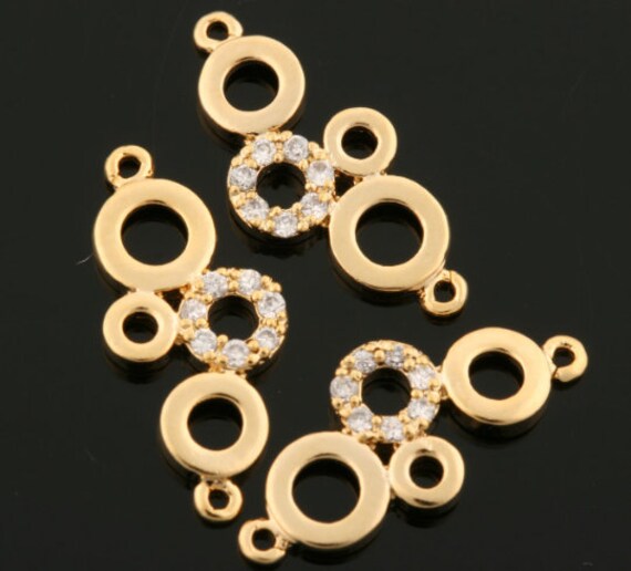 2pcs- 18mmx8mm Bright Rhodium Plated Brass Multiple Rings