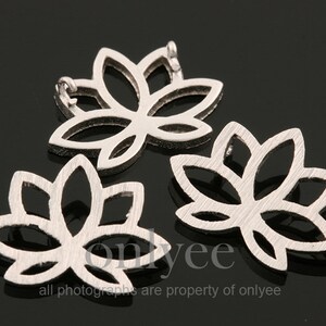 2PCS- 14mmX11mm Matte Rhodium Plated Brass Unique Lotus shape charm connector, pendant, Jewelry Supply (K1885S)