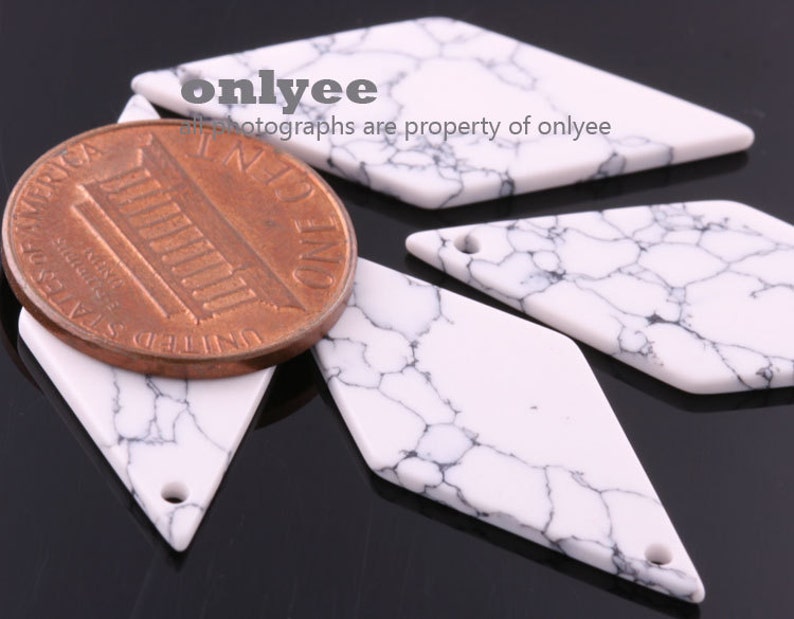 2pcs-35mmX15mm BlackHowlite Gemstone Diamond for Pendants,charms-BlackHowlite K1125
