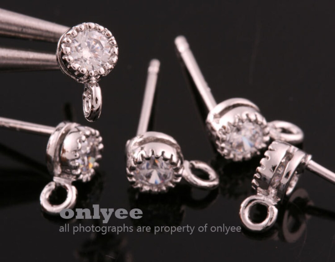 2pair/4pcs-4mmx7mmrhodium Plated Over Brass Cubic Zirconia 2pair/4pcs-4mmx7mmrhodium Plated Over Brass Cubic Zirconia