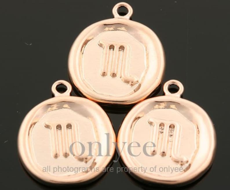 K1428S-J 2pcs10pcs-14mmX17mm Bright Rhodium plated Brass Zodiac Sign with medallion Coin charm,pendant,Jewelry supply,connector,Scorpio