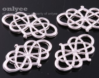 4pcs-20mmX13mm Bright Rhodium plated Brass Chandelier Connectors,Charms(K1066S)