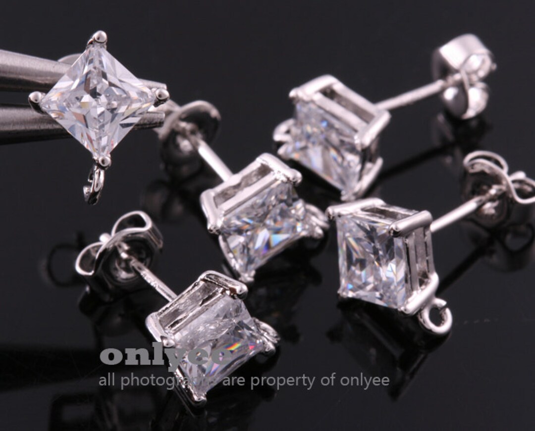 【１着でも送料無料】 1pair/2pcs-10.5mmx8.5mmbright Rhodium Plated Over Brass アクセサリー