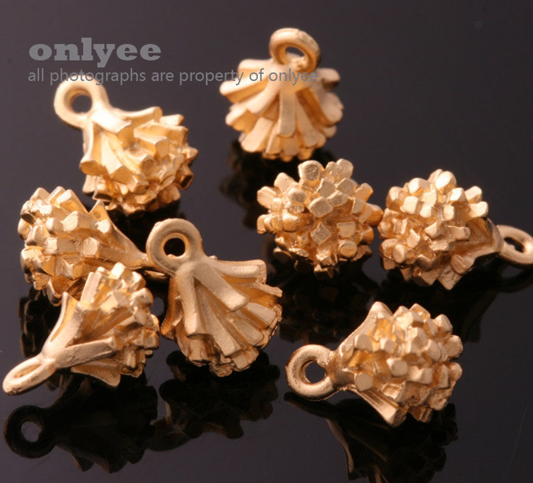 Mini Matte Gold Pinecone Tassel Charms - Custom Jewelry