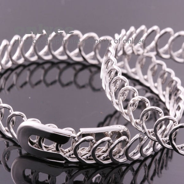 2PCS-10mm Free Size Bright Rhodium Plated Brass Wire Bangles,Chain Bracelet of Deco Bracelet (N192S)