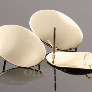 1pair,2pcs-20mmX14mm Bright Gold Plated over Brass basic oval shape earring,jewelry supply 92.5 sterling silver post Earring(K1689G)
