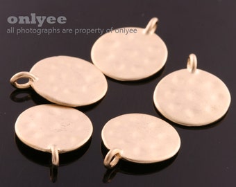 4pcs-18mmX14mmMatte Gold plated Brass Crushed Coin Charms Ideal for initial stamping,Charms,Pendants for making jewelry(K667G)