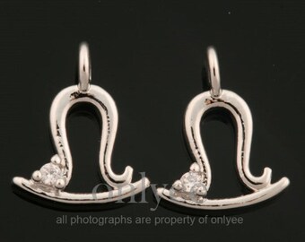 2pcs-5mmX4mm Helder Rhodium plated Messing eenvoudig sterrenbeeld met kubieke charme, hanger, Sieraden aanbod, connector, Weegschaal (K1440S-I)