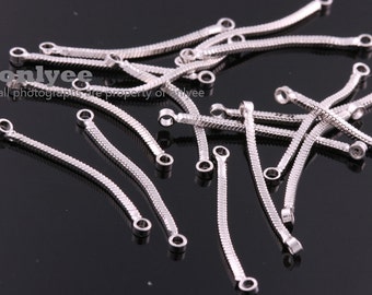 6pcs-26mmX1mm(O Ring:2mm)Rhodium plated over Brass snake chain Connector tassel charms, dangles for earrings, pendants(K1167S)