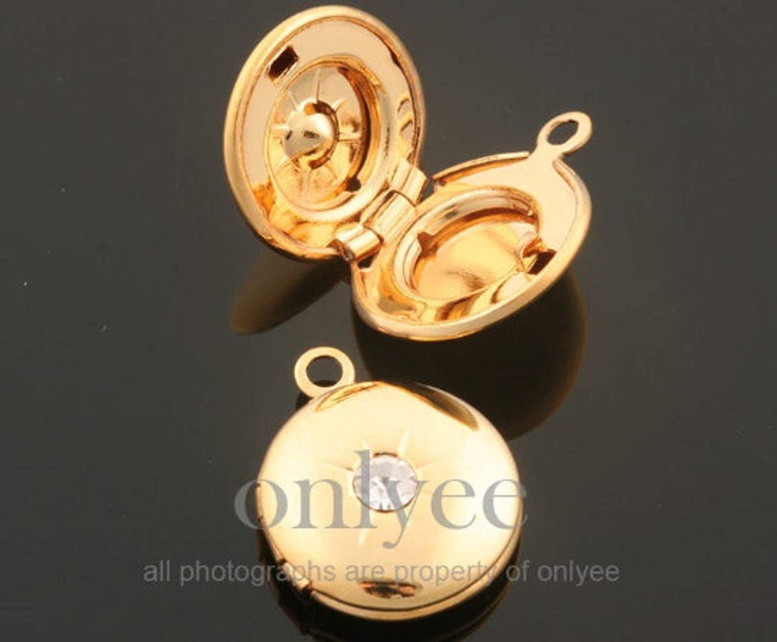 Mini Locket Gold 2pcs-15mmx12mm Bright Gold Plated Over Brass Simple Mini Locket Charm ...