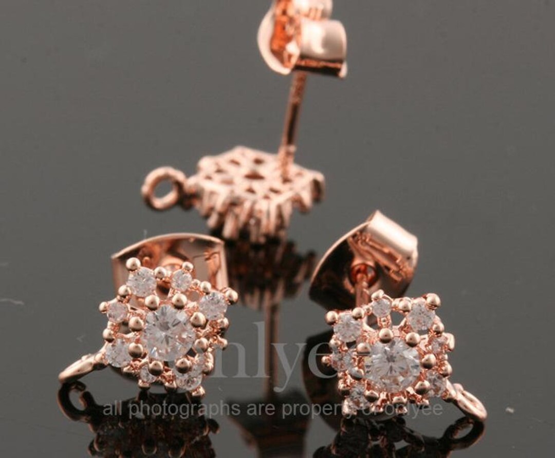 1pair/2pcs-10mmx8mm Bright Rose Gold Plated Brass Simple