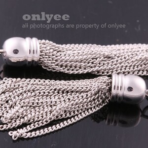 2pcs-35mmX6mm Rhodium plated over Brass chain tassel charms, dangles for earrings, necklace pendants(K1200S)