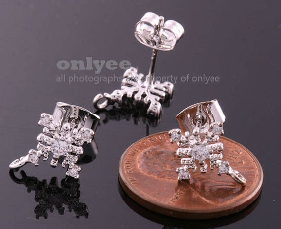 1pair/2pcs-12.5mmx10mmbright Rhodium Plated Over Brass Cubic