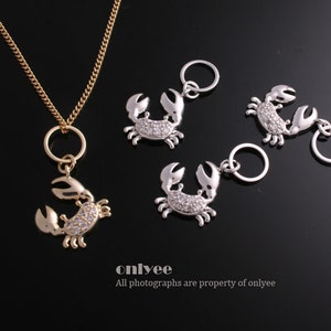 2pcs-27mmX14mmMicro pave Rhodium plated high grade beads Lovely Crab pendant, CharmK533S image 1